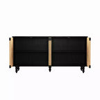 Console TV JVNOXK avec rangement, dotée de portes brossées et à motif d'algues marines, idéale pour les salles à manger. Naturel