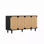 Console TV JVNOXK avec rangement, dotée de portes brossées et à motif d'algues marines, idéale pour les salles à manger. Naturel
