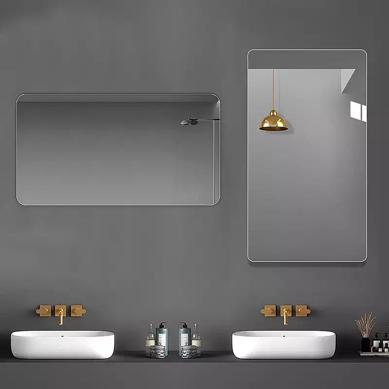 Miroir de salle de bain mural, miroir rectangulaire arrondi 29X39, miroir de vanité de salle de bain en verre sans cadre antibuée et étanche