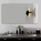 Miroir de salle de bain mural, miroir rectangulaire arrondi 29X39, miroir de vanité de salle de bain en verre sans cadre antibuée et étanche