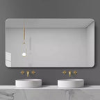 Miroir de salle de bain mural, miroir rectangulaire arrondi 29X39, miroir de vanité de salle de bain en verre sans cadre antibuée et étanche