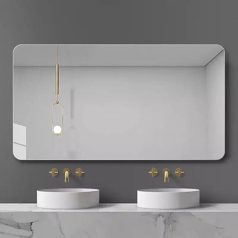 Miroir de salle de bain mural, miroir rectangulaire arrondi 29X39, miroir de vanité de salle de bain en verre sans cadre antibuée et étanche