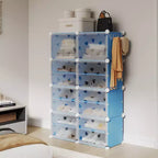 Meuble à chaussures 8 niveaux grande capacité avec crochets, montage facile, placard de rangement pour chaussures pour placard, couloir, chambre