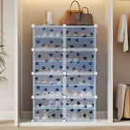 Meuble à chaussures 8 niveaux grande capacité avec crochets, montage facile, placard de rangement pour chaussures pour placard, couloir, chambre