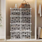 Meuble à chaussures 8 niveaux grande capacité avec crochets, montage facile, placard de rangement pour chaussures pour placard, couloir, chambre