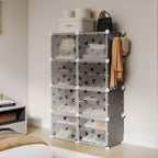 Meuble à chaussures 8 niveaux grande capacité avec crochets, montage facile, placard de rangement pour chaussures pour placard, couloir, chambre