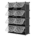 8-Tier Large Capacity Shoe Rack Organizer with Hooks, Easy DIY Assembly, Shoe Storage Cabinet for Closet Hallway Bedroom