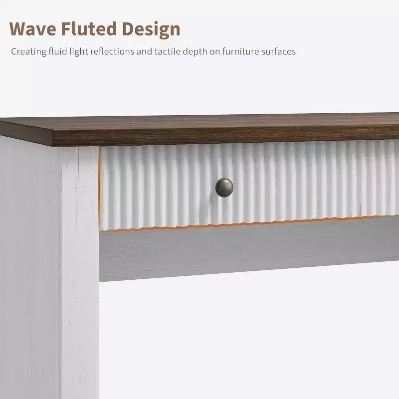 Rangement de bureau cannelé pour la maison, bureau de direction moderne de 54 po avec station de recharge, bureau d'ordinateur en bois avec classeur et tiroirs
