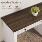 Rangement de bureau cannelé pour la maison, bureau de direction moderne de 54 po avec station de recharge, bureau d'ordinateur en bois avec classeur et tiroirs