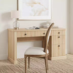 Rangement de bureau cannelé pour la maison, bureau de direction moderne de 54 po avec station de recharge, bureau d'ordinateur en bois avec classeur et tiroirs