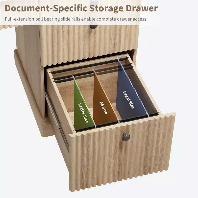 Rangement de bureau cannelé pour la maison, bureau de direction moderne de 54 po avec station de recharge, bureau d'ordinateur en bois avec classeur et tiroirs
