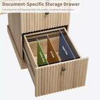 Rangement de bureau cannelé pour la maison, bureau de direction moderne de 54 po avec station de recharge, bureau d'ordinateur en bois avec classeur et tiroirs