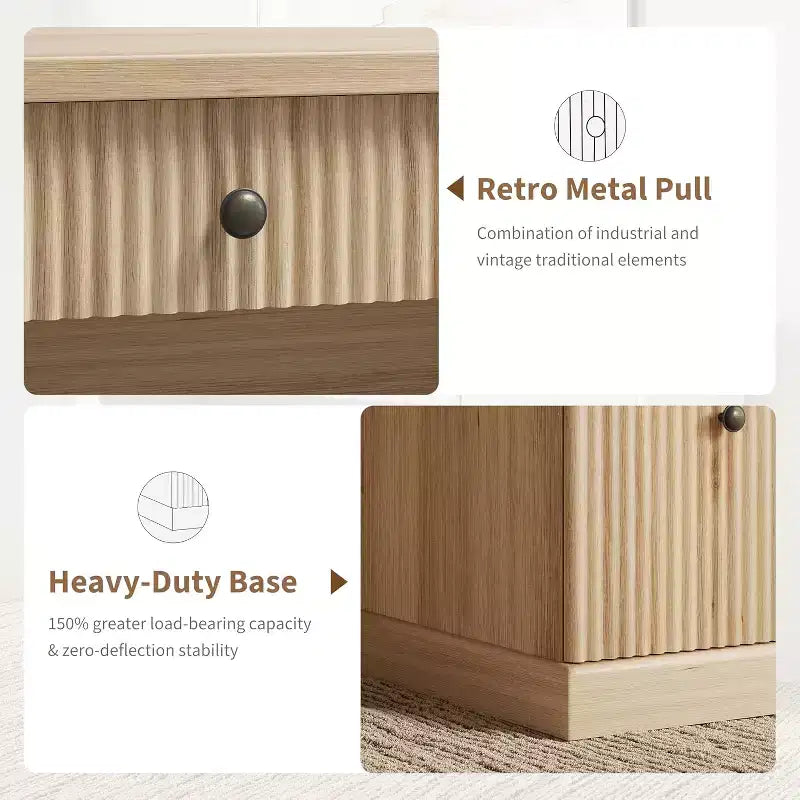 Rangement de bureau cannelé pour la maison, bureau de direction moderne de 54 po avec station de recharge, bureau d'ordinateur en bois avec classeur et tiroirs