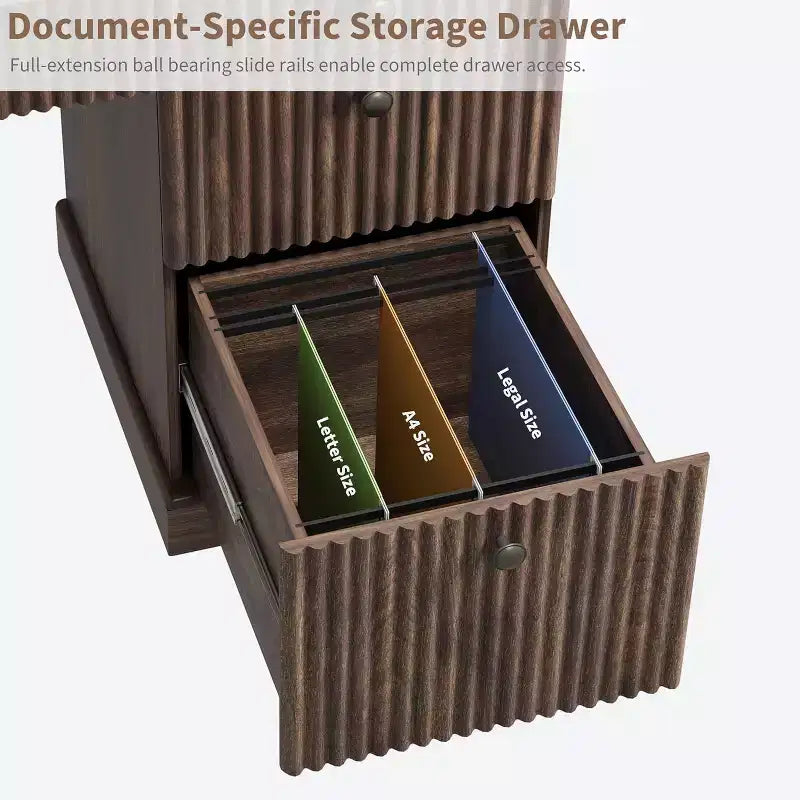 Rangement de bureau cannelé pour la maison, bureau de direction moderne de 54 po avec station de recharge, bureau d'ordinateur en bois avec classeur et tiroirs