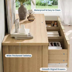 Commode cannelée, meuble TV commode en bois, meuble TV en bois à 7 tiroirs avec poignées dorées, meuble de rangement moderne de 55 pouces pour chambre à coucher ou placard