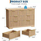 Commode cannelée, meuble TV commode en bois, meuble TV en bois à 7 tiroirs avec poignées dorées, meuble de rangement moderne de 55 pouces pour chambre à coucher ou placard