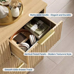 Commode cannelée, meuble TV commode en bois, meuble TV en bois à 7 tiroirs avec poignées dorées, meuble de rangement moderne de 55 pouces pour chambre à coucher ou placard