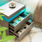 Table de chevet MAYEERTY avec 2 tiroirs, table d'appoint moderne pour chambre à coucher, gris et or