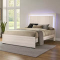 Royal Hampton Queen Size Bed W Led On Headboard, Antique White Wash Finsih