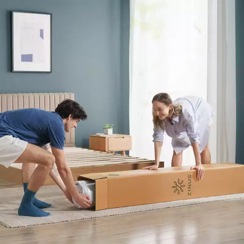 Matelas en mousse à mémoire de forme rafraîchissante Zinus au thé vert de 25 cm, Queen, sans fibre de verre, fermeté moyenne, mousse de gel rafraîchissante, mousses et tissus certifiés sûrs.