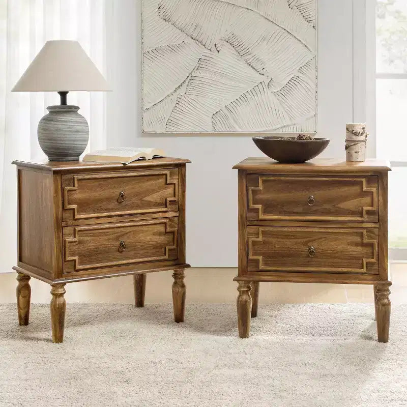 Tikal 28 Table de chevet à 2 tiroirs, lot de 2 | HULALA HOME-NOYER