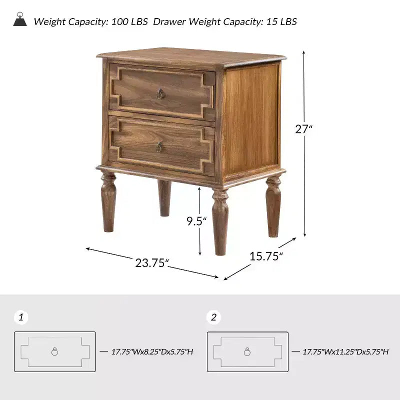 Tikal 28 Table de chevet à 2 tiroirs, lot de 2 | HULALA HOME-NOYER
