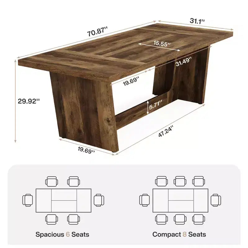 MAYEERTY 70.8 Bureau de direction en bois, Table d'étude et d'écriture moderne pour ordinateur