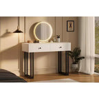 Coiffeuse avec miroir et lumières - 3 couleurs de lumières LED, grand espace de rangement, design moderne, matériaux de qualité et construction solide