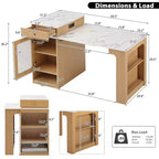 Îlot de cuisine moderne avec table à manger extensible, table de rangement de cuisine peu encombrante pour cuisine ou salle à manger-Panipeachy