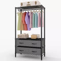 Freestanding Heavy-Duty Clothes Rack with 4 Fabric Drawers, Adjustable Shelves & Hanging Rod, Space-Saving Garment Organizer, 71.5 H