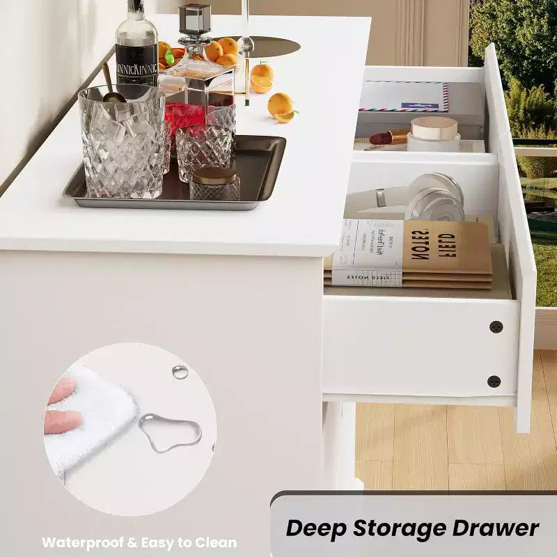 8 Commodes de chambre, commode double de 130 cm de large avec grands tiroirs, commode moderne pour chambre à coucher, salon, couloir
