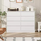 8 Commodes de chambre, commode double de 130 cm de large avec grands tiroirs, commode moderne pour chambre à coucher, salon, couloir