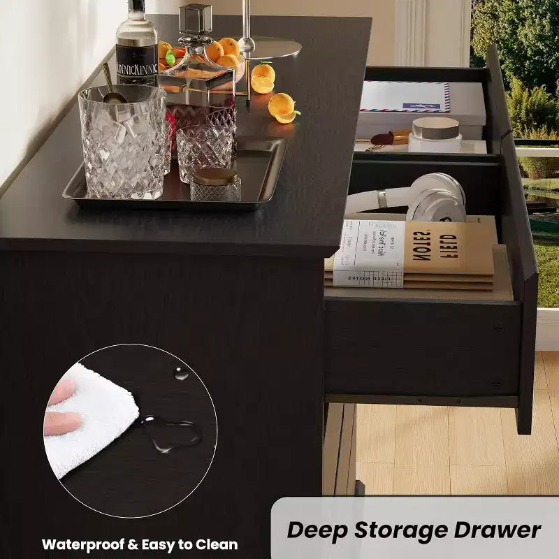 8 Commodes de chambre, commode double de 130 cm de large avec grands tiroirs, commode moderne pour chambre à coucher, salon, couloir