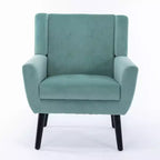 Fauteuil d'appoint en velours Etokfoks 75 cm L x 75 cm P x 88 cm H avec dossier incurvé, pieds en bois noir, pour salon et chambre modernes