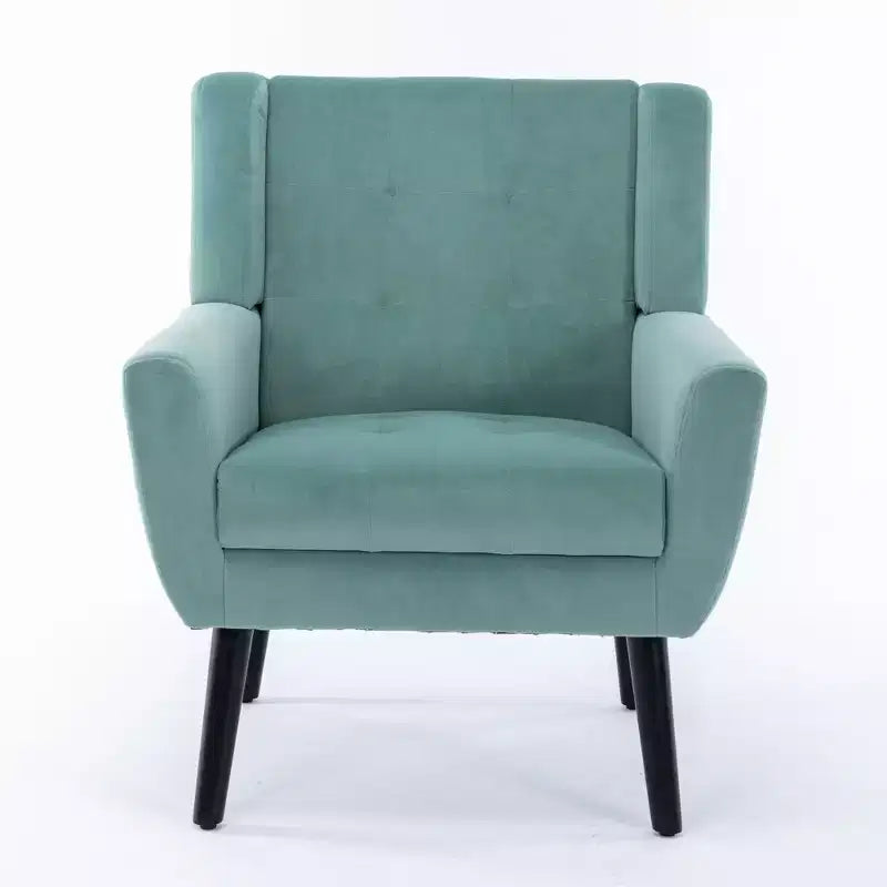 Fauteuil d'appoint en velours Etokfoks 75 cm L x 75 cm P x 88 cm H avec dossier incurvé, pieds en bois noir, pour salon et chambre modernes