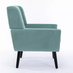 Fauteuil d'appoint en velours Etokfoks 75 cm L x 75 cm P x 88 cm H avec dossier incurvé, pieds en bois noir, pour salon et chambre modernes