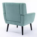 Fauteuil d'appoint en velours Etokfoks 75 cm L x 75 cm P x 88 cm H avec dossier incurvé, pieds en bois noir, pour salon et chambre modernes