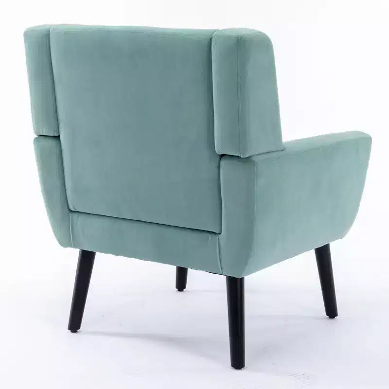 Fauteuil d'appoint en velours Etokfoks 75 cm L x 75 cm P x 88 cm H avec dossier incurvé, pieds en bois noir, pour salon et chambre modernes