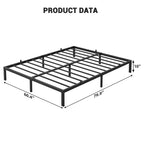 Cadre de lit plateforme en métal, format jumeau, avec 8 pieds surélevés, silencieux, avec lattes robustes et rangement sous le lit, aucun sommier tapissier requis