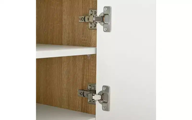 Meuble TV JVNOXK 74 pouces avec pieds rainurés dorés effet bois, convient aux téléviseurs de 80 pouces et moins, avec meuble de rangement, idéal pour les salons, Blanc