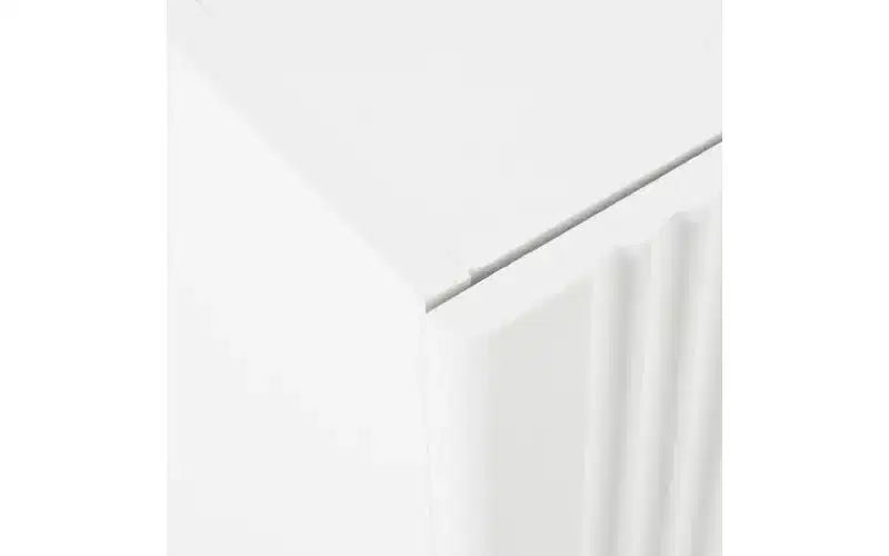 Meuble TV JVNOXK 74 pouces avec pieds rainurés dorés effet bois, convient aux téléviseurs de 80 pouces et moins, avec meuble de rangement, idéal pour les salons, Blanc