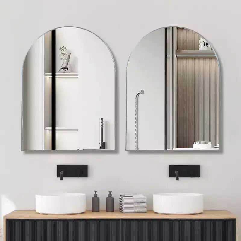 Miroir mural décoratif arqué 30 x 40, grand miroir de vanité moderne avec cadre en alliage d'aluminium pour entrée, salle de bain - Panipeachy
