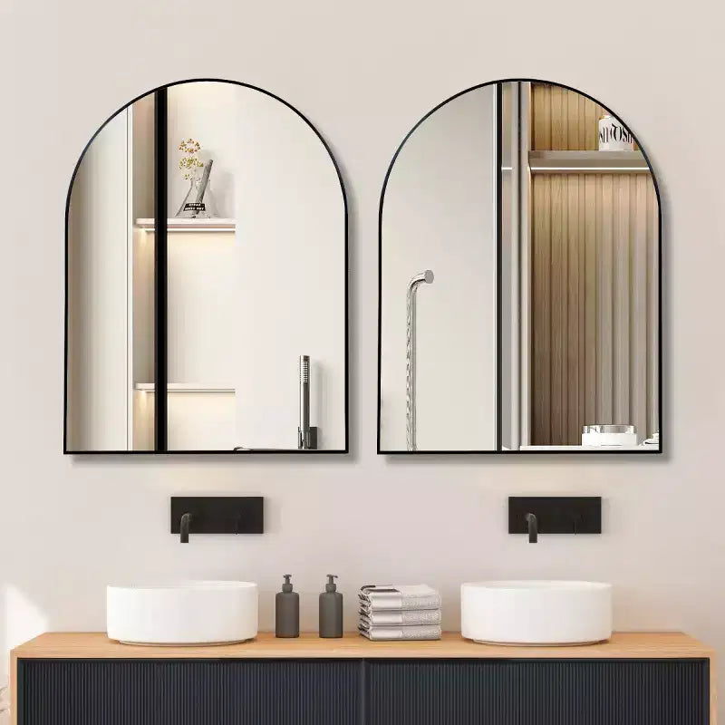 Miroir mural décoratif arqué 30 x 40, grand miroir de vanité moderne avec cadre en alliage d'aluminium pour entrée, salle de bain - Panipeachy