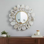 Miroir d'appoint encadré HomeRoots 30, pierre festonnée blanche et dorée
