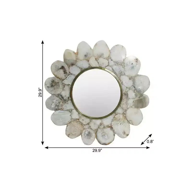 Miroir d'appoint encadré HomeRoots 30, pierre festonnée blanche et dorée