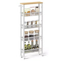 VASAGLE Slim Rolling Cart, 5-Tier Storage Cart, Narrow Cart with Handle, 5.1 Inches Deep, Metal Frame