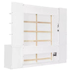 Lit escamotable Queen Size avec étagères de rangement et armoires, lit armoire Queen en bois avec bureau, lit mural pliable pour chambre d'amis ou bureau