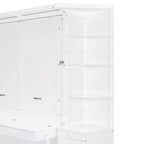 Lit escamotable Queen Size avec étagères de rangement et armoires, lit armoire Queen en bois avec bureau, lit mural pliable pour chambre d'amis ou bureau