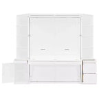 Lit escamotable Queen Size avec étagères de rangement et armoires, lit armoire Queen en bois avec bureau, lit mural pliable pour chambre d'amis ou bureau