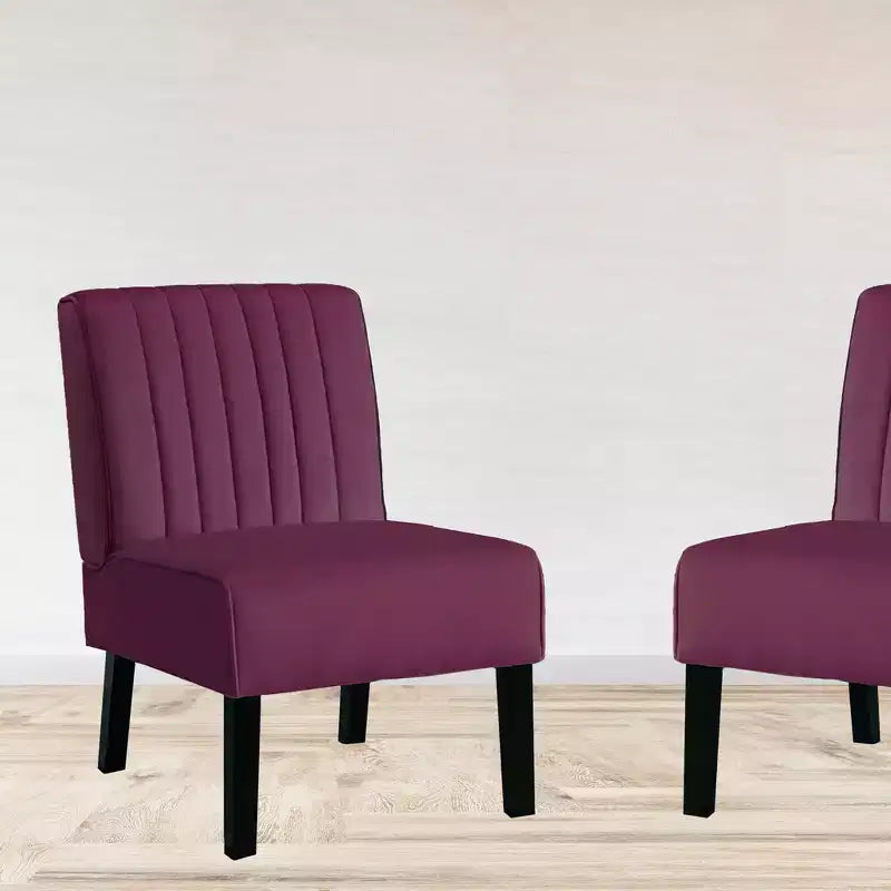 Whisen - Lot de 2 chaises d'appoint modernes, chaises sans accoudoirs élégantes en velours avec pieds en bois massif, design minimaliste